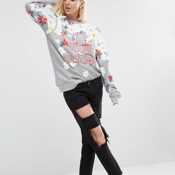 Adidas x Pharrell Williams Trefoil Daisy Print/ Embroidered Crew Size Small - Picture 2 of 16